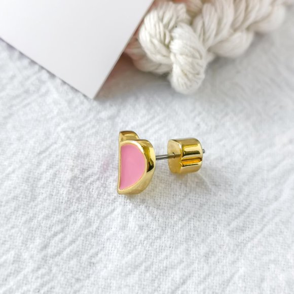 Authentic Kate Spade Heritage Spade Heart - Gold Pink Stud Earrings - Picture 3 of 3